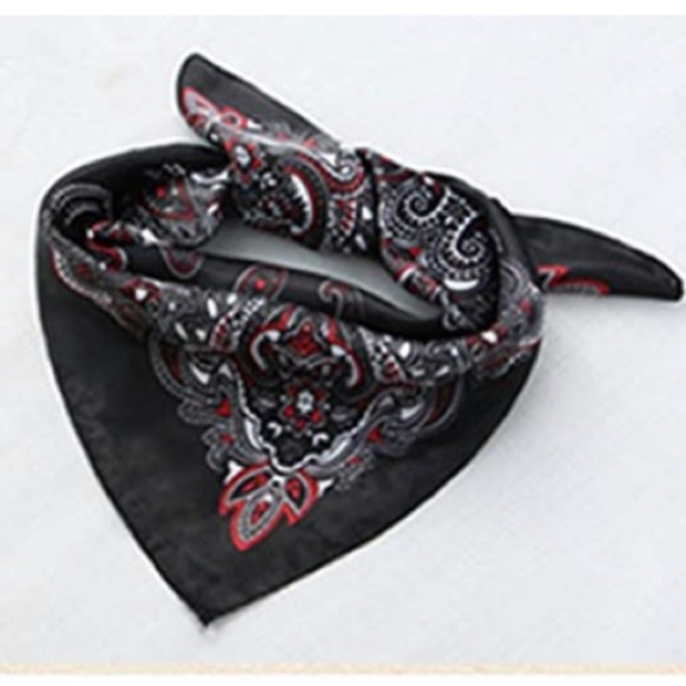 Vintage Black Boho Paisley Print Bandana